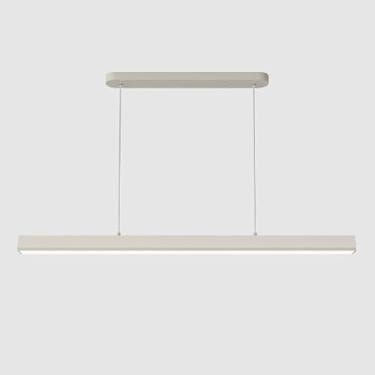 Imagem de Luminária pendente geométrica longa, luminária linear de metal com cúpula de acrílico, luminárias de suspensão brancas para sala de jantar, lustre LED moderno - 30W - 3 modos de cor, luminár