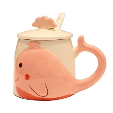 Imagem de Caneca de café portátil de cerâmica fofa xícara de chá redonda conjunto com tampa e colher reutilizável 400 ml/382.7 g Home Beautiful