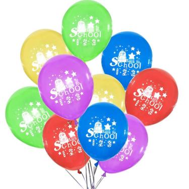 Imagem de Kit de balões de volta às aulas 123, 30 cm, látex, 10 unidades, colorido