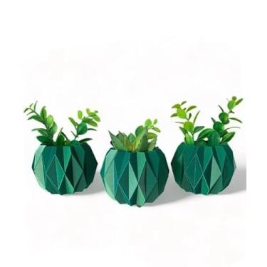 Imagem de Kit com 3 Vasos Cachepot Decorativos para Suculentas e Cactos (kit verde kryptonita)