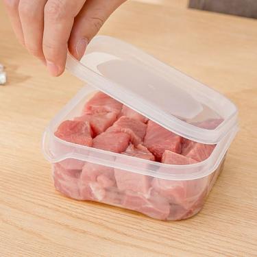 Imagem de 2 unidades de recipiente reutilizável para freezer plástico transparente empilhável caixa armazenamento alimentos grande capacidade resistente a odore