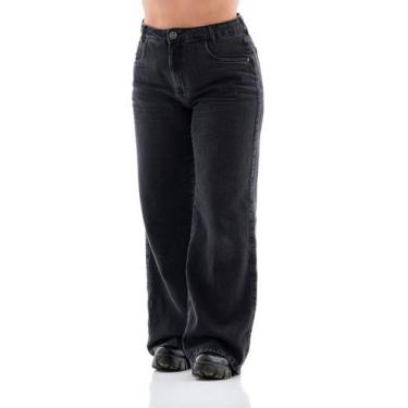 Imagem de Calça Jeans Feminina Arauto Wide Leg Vulk, Preto, 34