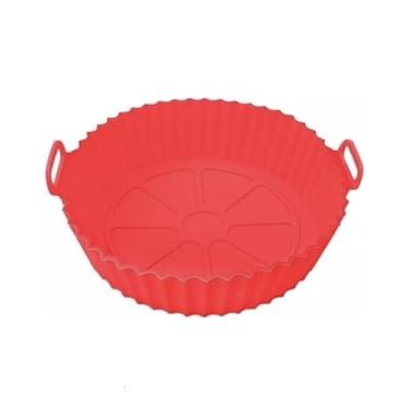 Imagem de Forma Redonda de Silicone Para Airfryer, 20 cm Diametro, Antiaderente, Mantém Limpo e Agilidade Na Cozinha (VERMELHO)