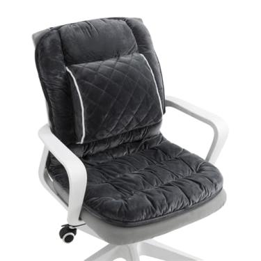 Imagem de Gujuja Almofada de cadeira de escritório macia com encosto atualizado apoio lombar almofadas de cadeira de mesa para dormitório, mesa, cadeiras de balanço, pátio