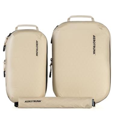 Imagem de Aerotrunk Cubos de compressão ultraleves – Organizadores de viagem leves para malas e bagagens, Bege, 3-Pack, Pacote com 3 cubos de embalagem ultraleves