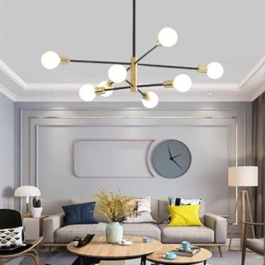 Imagem de Lustre de chama 8/10, luminária pendente moderna, luminária de teto ajustável em altura para sala de estar, sala de jantar, corredor, restaurante, hotel, luminária moderna com hastes ajustáv