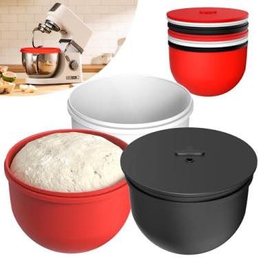 Imagem de Forros de tigela de silicone de 6 litros para misturadores KitchenAid (conjunto de 3 peças) - Tampa de orifício de fermentação ajustável