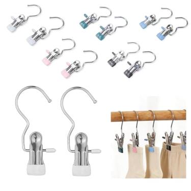 Imagem de Heqxwl Pacote com 12 ganchos para botas, ganchos de aço inoxidável com pontas de borracha, alfinetes de roupas para economizar espaço, meias, chapéus, toalhas, botas, organizador de armário (12, preto