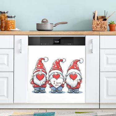 Imagem de ATTX Capa magnética para lava-louças Dia dos Namorados | Adesivo decorativo de eletrodomésticos de 58 x 66 cm para armários domésticos e eletrodomésticos #75