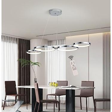 Imagem de Luminária pendente moderna, luminária de teto LED regulável com controle remoto, luminária de teto com altura ajustável, lustre de design criativo para cozinha, bar e sala de jantar.