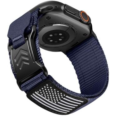 Imagem de Pulseira masculina magnética de nylon resistente para Apple Watch Ultra 3 2 1 de 49 mm, 46 mm, 45 mm e 44 mm para Apple Watch SE 3, 2nd 1, séries 10, 9, 8, 7, 6, 5, 4