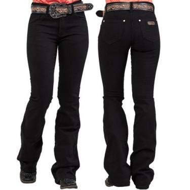 Imagem de Calça Country Feminina Docks Western Preta bootcut - Ref. 201663, 42