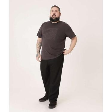 Imagem de Calça Masculina Moletom Reta Bolsos MR-60012, G3, Preto