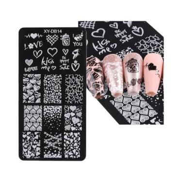 Imagem de Placa De Estampagem Para Unhas De Casamento Romântica E Elegante Com P