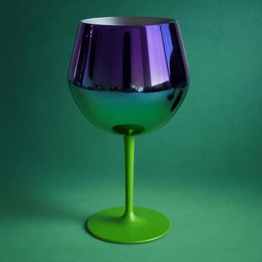 Imagem de Taça Termica Aço Inox 414 ml Furta Cor De Vinho Gin Cerveja Espumante 2 Em 1 Drinks Festas Eventos (Roxo Verde)