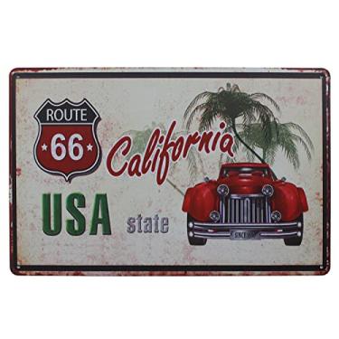 Imagem de Placa de lata de metal vintage do estado dos EUA da ARTCLUB, placa de licença automotiva em relevo etiqueta de garagem decoração de parede para casa, California Route 66, 1