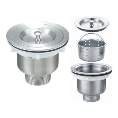 Imagem de 2X Válvula 4 1/2 Ralo De Pia Cozinha Com Cesto Higiênico D