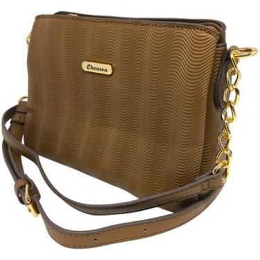 Imagem de Bolsa Feminino Alça Ajustável Detalhes Correntes Chenson, Cafe, UN