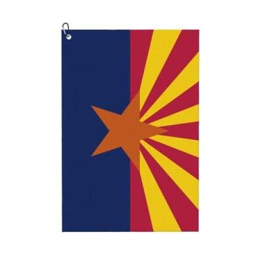 Imagem de REVENEVER Toalha de golfe com bandeira do Arizona Toalha de golfe de microfibra para sacos de golfe com mosquetão, acessórios de golfe para homens e mulheres