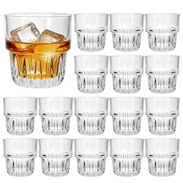 Imagem de Copos empilháveis de 142 g, conjunto de copos de cerveja a granel de 41 cm, com base pesada para uísque gelado, café, matcha, coquetéis e cerveja, copos de vidro grossos e resistentes para coquetéis e