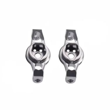 Imagem de MYHWDRNU Peças de carro RC compatíveis com TRXS para TRX4 8232 RC Crawler Car Upgrade Parts Accessories 1 par de blocos de rodízios dianteiros de alumínio unidade de portal (prata)