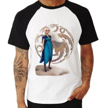 Imagem de Camiseta Raglan Daenerys Targaryen Art - Foca na Moda, Branco, Preto, 