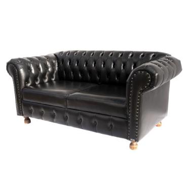 Imagem de Namoradeira 2 lugares 1.60m Chesterfield Luiz XV Corano Preto - NOVO E