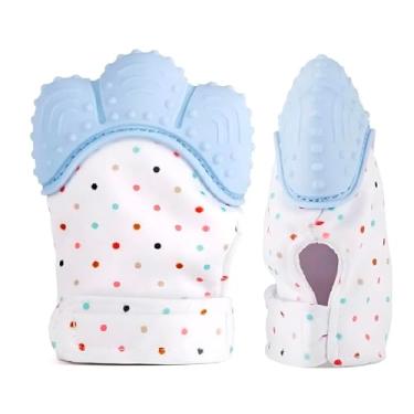 Imagem de Luva Mordedor para Bebê com Silicone Alimentício – Alívio da Dentição com Velcro Ajustável (Azul)