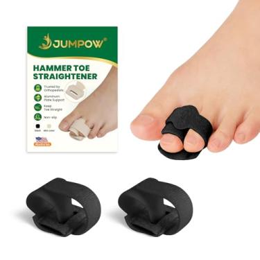 Imagem de JUMPOW Alisador de dedo de martelo para mulheres e homens - 2 peças de envoltório de dedo quebrado, corretor de dedo do pé de martelo, alívio de tala de dedo para corrigir dedos de martelo, dedos