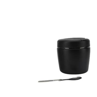 Imagem de Aramox Frasco de Comida Isolado, Lancheira Térmica de Aço Inoxidável de 1,2L Com Colher Dobrável à Prova de Derramamento e Base Antiderrapante para Viagens Escolares (BLACK)
