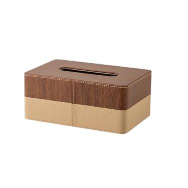 Imagem de Organizador magnético de couro prático e criativo retangular de guardanapo para sala de estar (marrom)