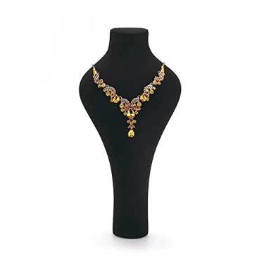 Imagem de x3anggyt5 Elegante busto de exibição de joias de veludo, suporte de manequim para colar para lojas de varejo e feiras (preto) organizador