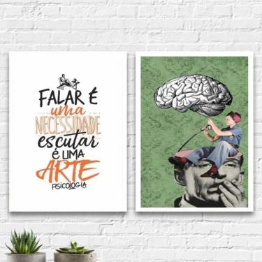 Imagem de Kit 2 Quadros Psicologia Arte 33X24Cm - Com Vidro Branca