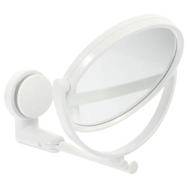 Imagem de Espelho de maquiagem montado na parede, design rotativo dobrável com ventosa, espelho de banheiro de dupla face, economia de espaço e fácil instalação, para uso no banheiro