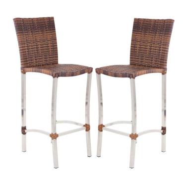 Imagem de 2 Banquetas Alta Cannes Em Alumínio Para Cozinha Bar Edícula Argila