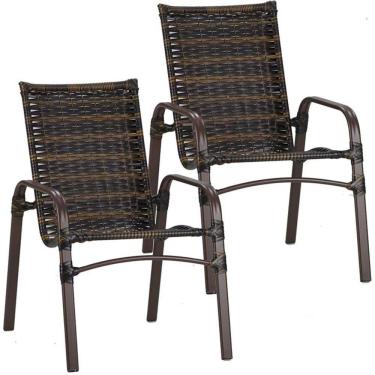 Imagem de 2 Cadeiras Emily Com Pintura Eletrostática Trama  Pedra Ferro