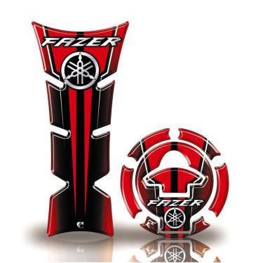 Imagem de Kit Protetor De Tanque E Bocal Moto Yamaha Fazer Acima 2018 Vermelho
