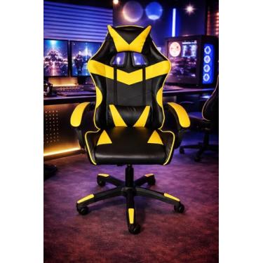 Imagem de Cadeira Gamer Reforçada com Base Resistente e Alta Durabilidade (Preto e Amarelo)