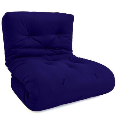 Imagem de Futon Solteiro Dobrável Oriental Confort Plus Azul Royal Acquablock