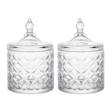 Imagem de Kit 2 Bomboniere Potiche Baleiro Pote Vidro Porta Joias Decorativo Doc