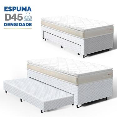 Imagem de Cama Box com Colchão de Espuma D45 Pillow Top Ortopédico Domo + Auxiliar de Espuma Unique Solteiro 88cm