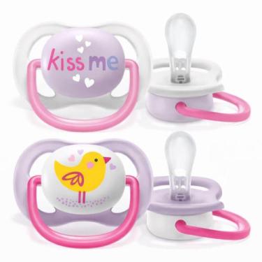 Imagem de 2 Chupetas Ultra Air Passarinho & Kiss Me 0-6M Philips Avent - Menina