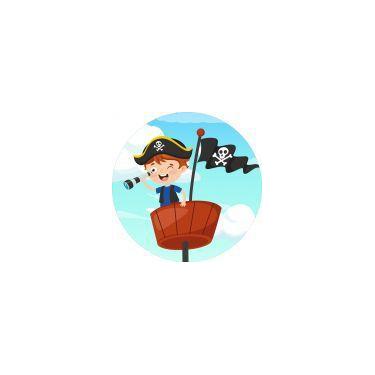 Imagem de Painel de Lona Redondo Pirata Cute Menino - Fabrika de Festa, 150x150c