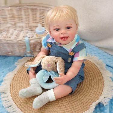 Imagem de Boneco Bebê Reborn Brastoy Realista Silicone 55cm Conjunto de Roupa Ch