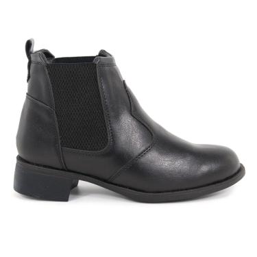 Imagem de Coturno Bota Feminino Couro Preto Chelsea com Elástico