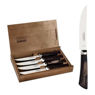 Imagem de Conjunto de Facas Tramontina Pampas Aço Inox e Madeira 4 Peças