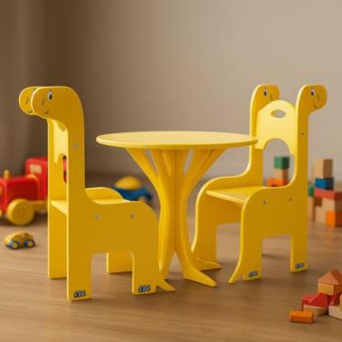 Imagem de Mesa Infantil com 2 Cadeiras Fany para Criança Atividade Escola Creche