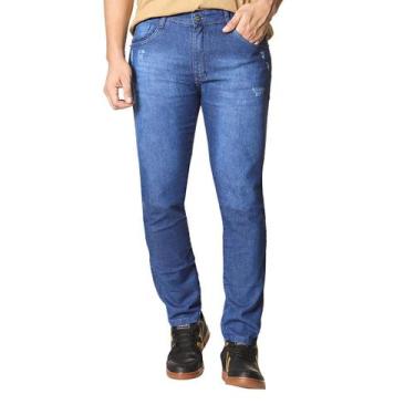Imagem de Calça Jeans Slim Justa Elastano Versatil Moderna tamanho:40Cor:Azul es