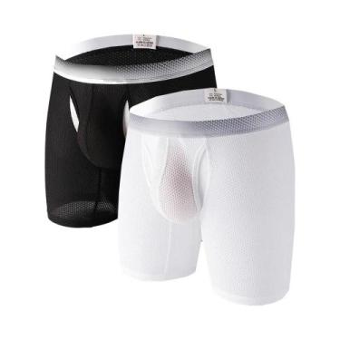 Imagem de Cuecas Boxer Masculinas De Malha Respirável Com Perna Longa, Roupa Ínt