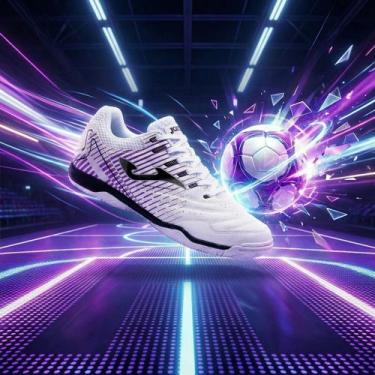 Imagem de Chuteira Para Jogar Futsal Joma Máxima Indoor Original -, Branco, Roxo